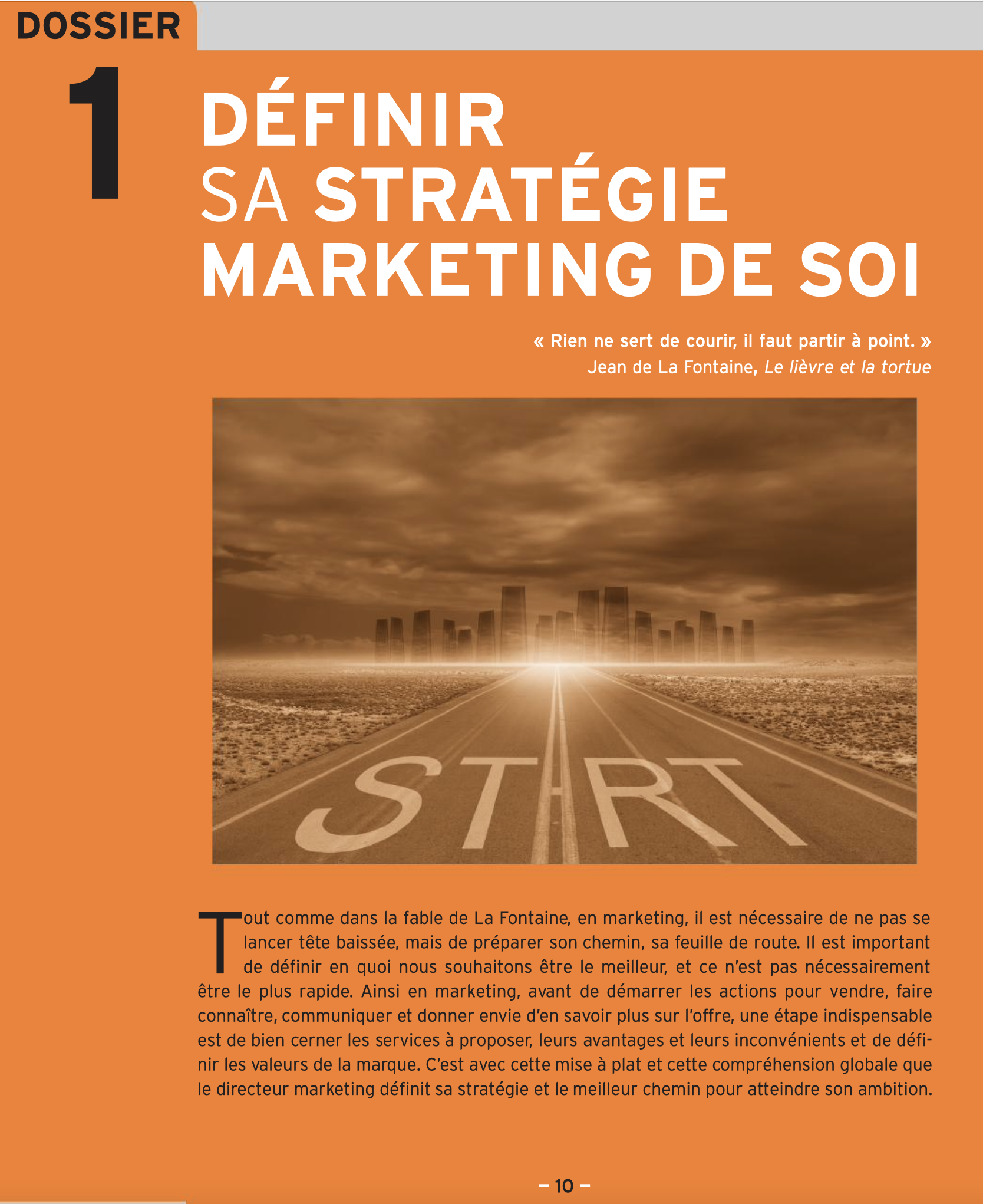 Page de présentation du dossier Marketing de soi